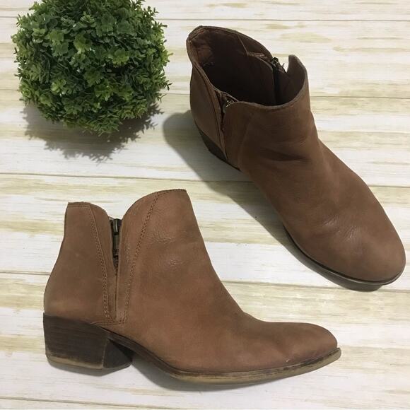 Lucky Brand Brown Leather Side Zipper Women’s Size 7 Western Comfort Classic‎ - Picture 1 of 5